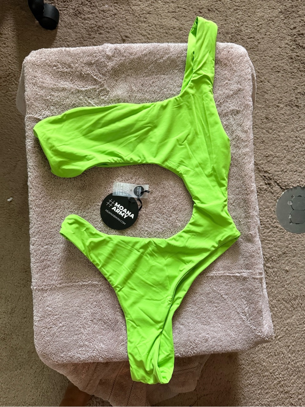 moana bikini Neon Lime One-Piece Cutout Swimsuit
